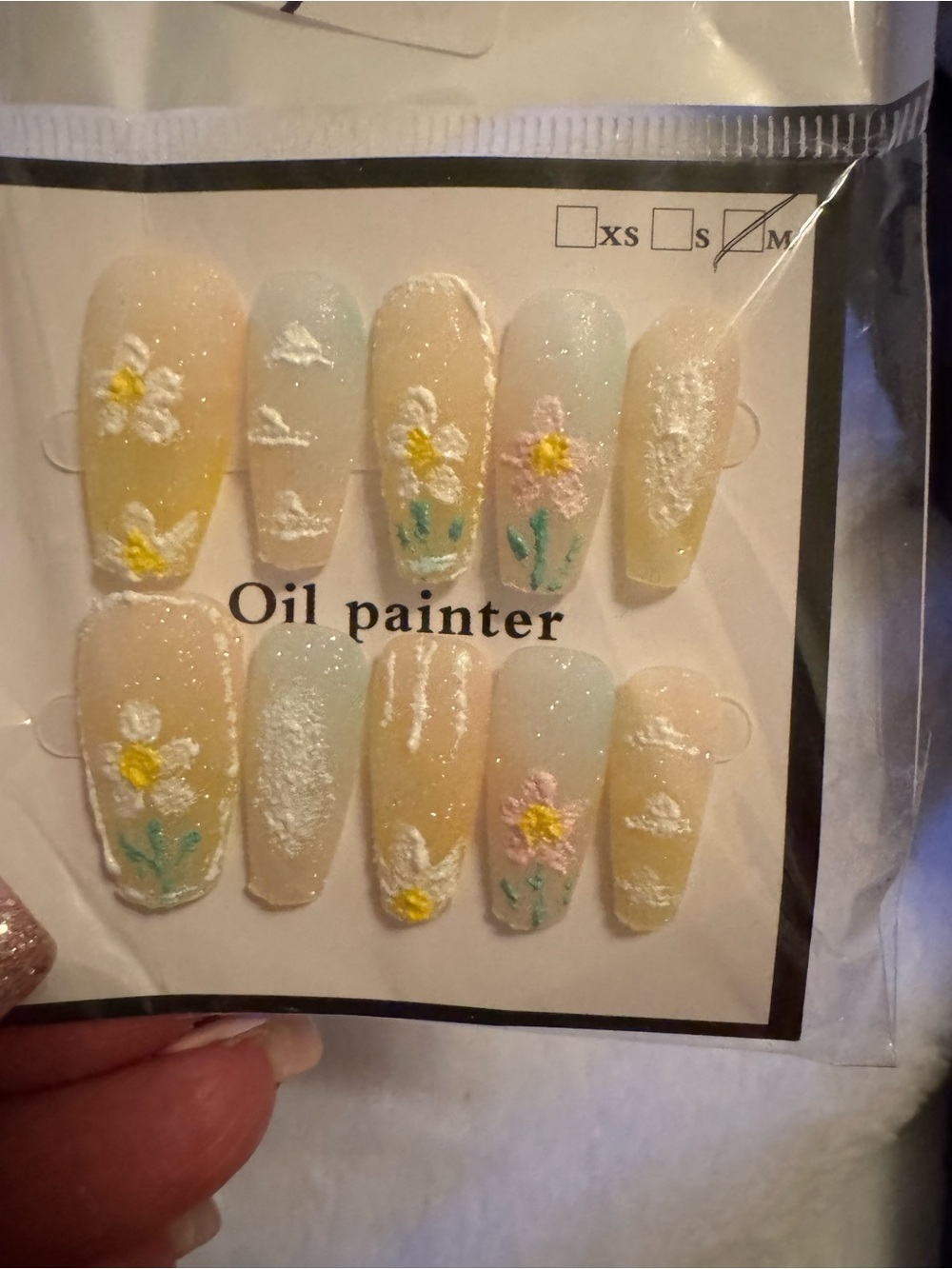 Floral Nails in Pastel Yellow and Blue